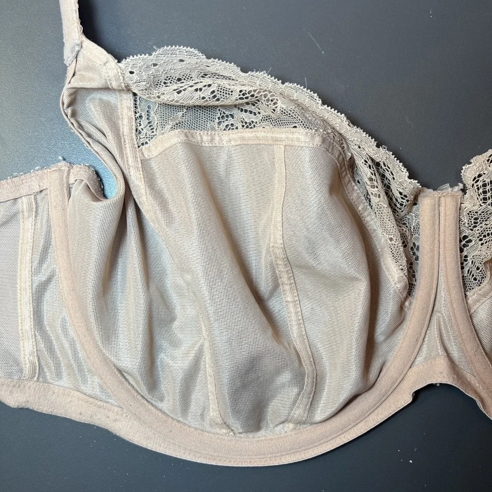 Panache Jasmine 36HH  Nude Balconette Underwire Semi Sheer Bra 6951‎